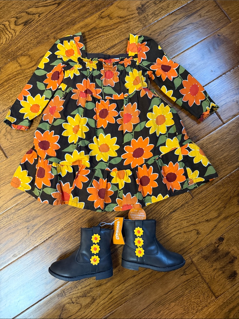 Girl’s Floral  Dress  With Matching Boots